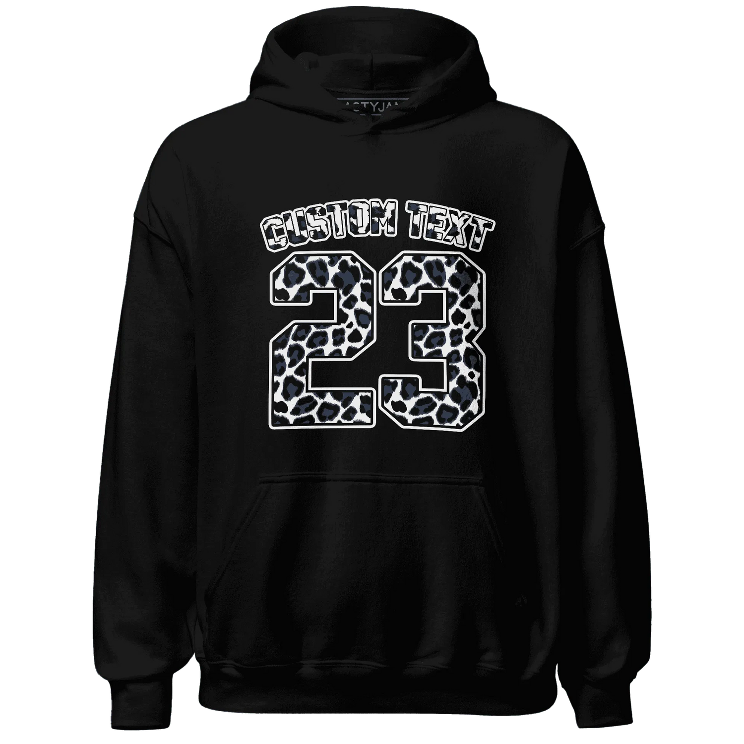 White-Navy-6s-Hoodie-Match-Number-23-Leopard-Custom-Text