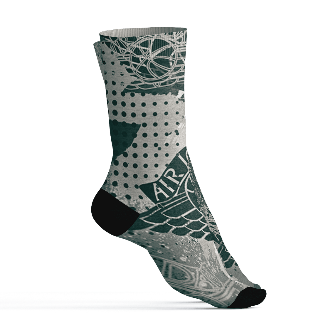 Oxidized Green 4s Socks Match Number 23 Panther 3D All-Over Print Graffiti Paint - NastyJamz