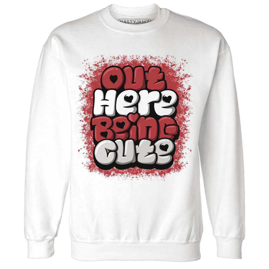 Black-Toe-Reimagined-Red-White-1s-NastyJamz-Sweatshirt-Match-Out-Here-Being-Cute