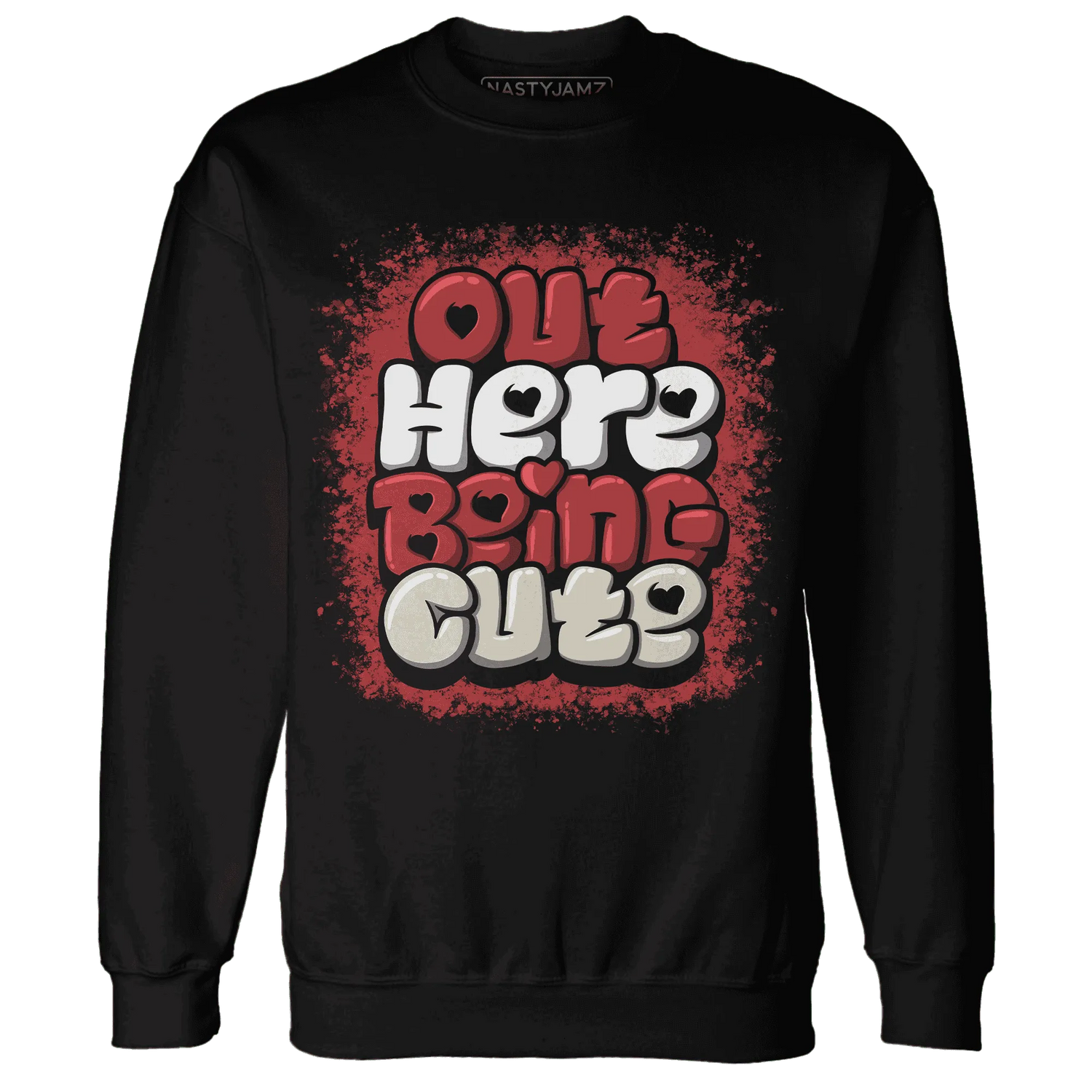 Black-Toe-Reimagined-Red-White-1s-NastyJamz-Sweatshirt-Match-Out-Here-Being-Cute
