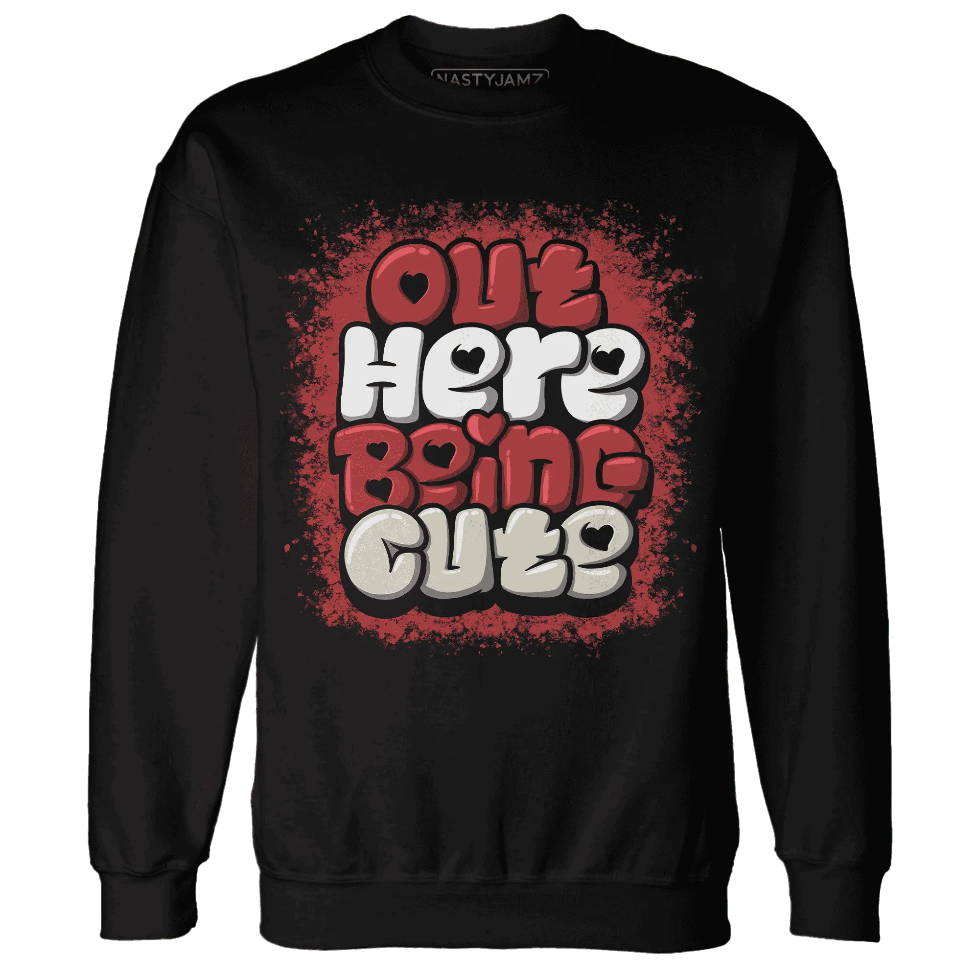 Black-Toe-Reimagined-Red-White-1s-NastyJamz-Sweatshirt-Match-Out-Here-Being-Cute