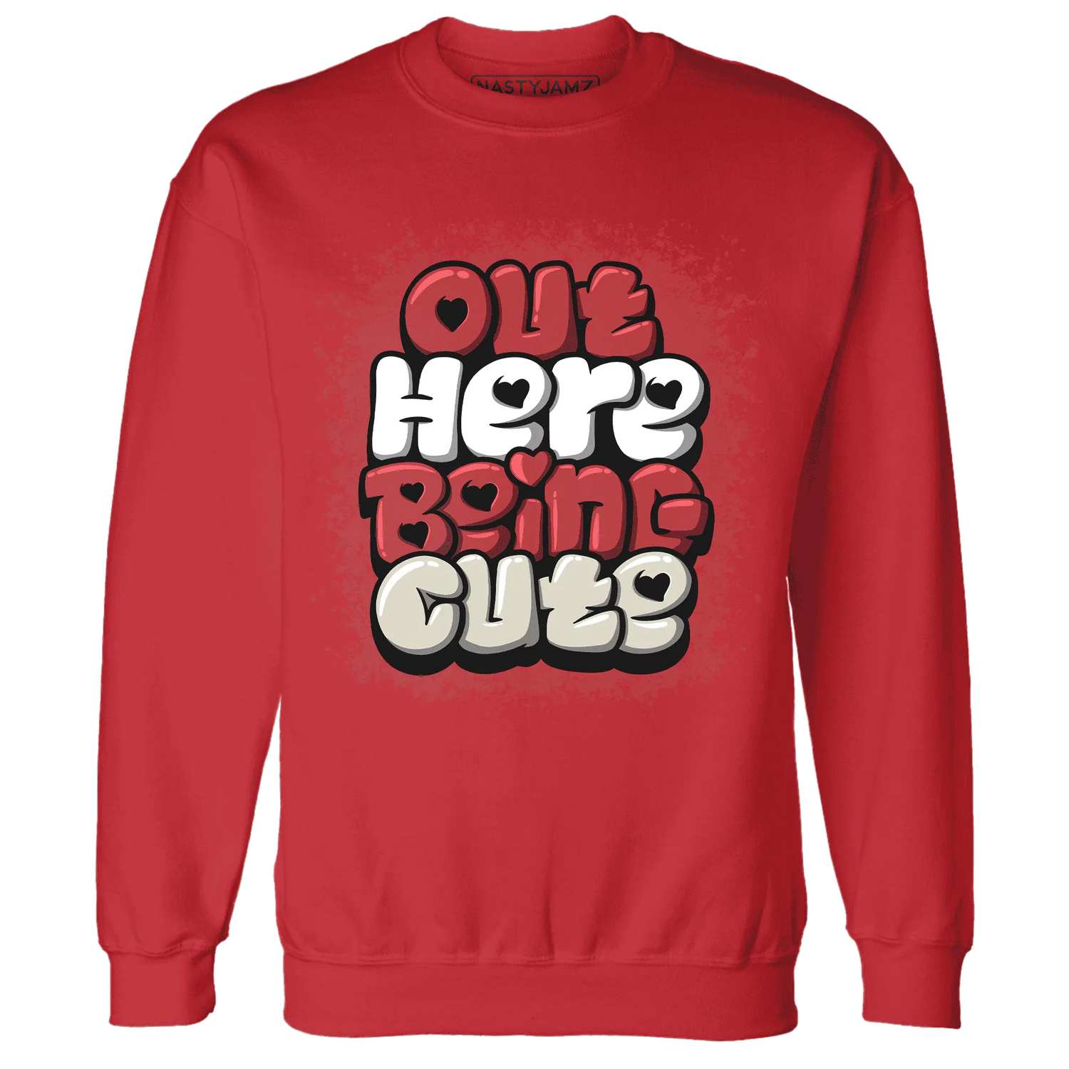 Black-Toe-Reimagined-Red-White-1s-NastyJamz-Sweatshirt-Match-Out-Here-Being-Cute