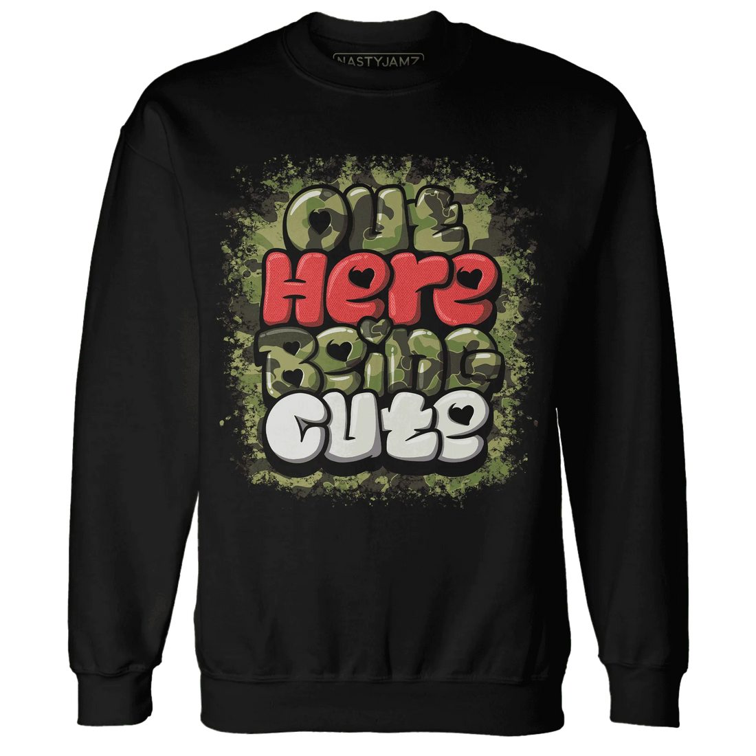 AM-90-Dark-Sage-Solar-Red-NastyJamz-Sweatshirt-Match-Out-Here-Being-Cute