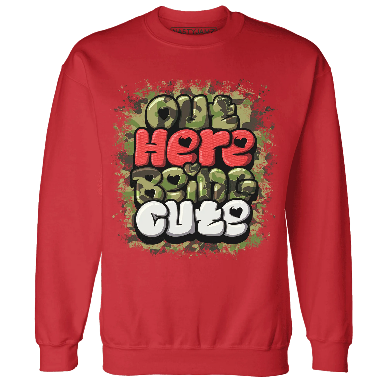 AM-90-Dark-Sage-Solar-Red-NastyJamz-Sweatshirt-Match-Out-Here-Being-Cute