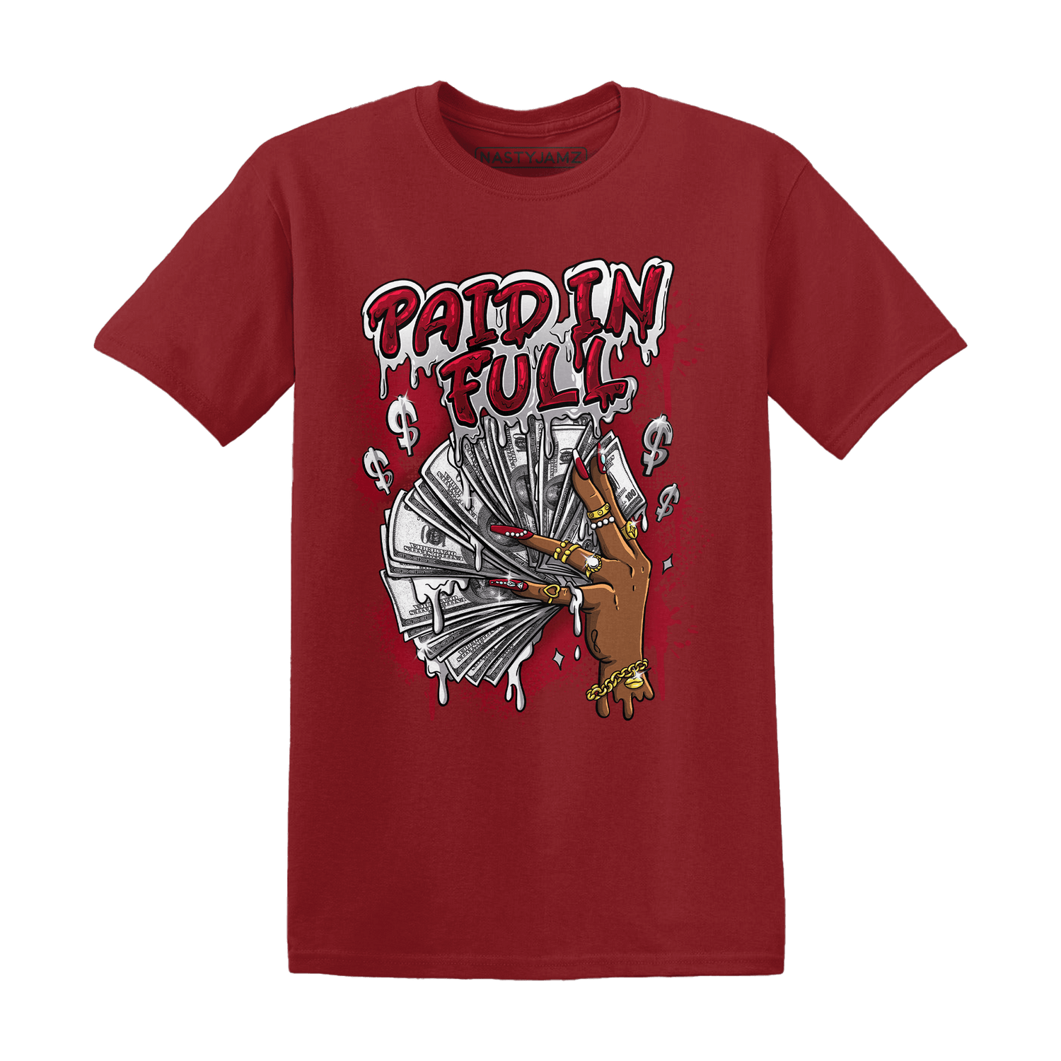 Retro Red Taxi 12s T Shirt Match Paid In Full - NastyJamz