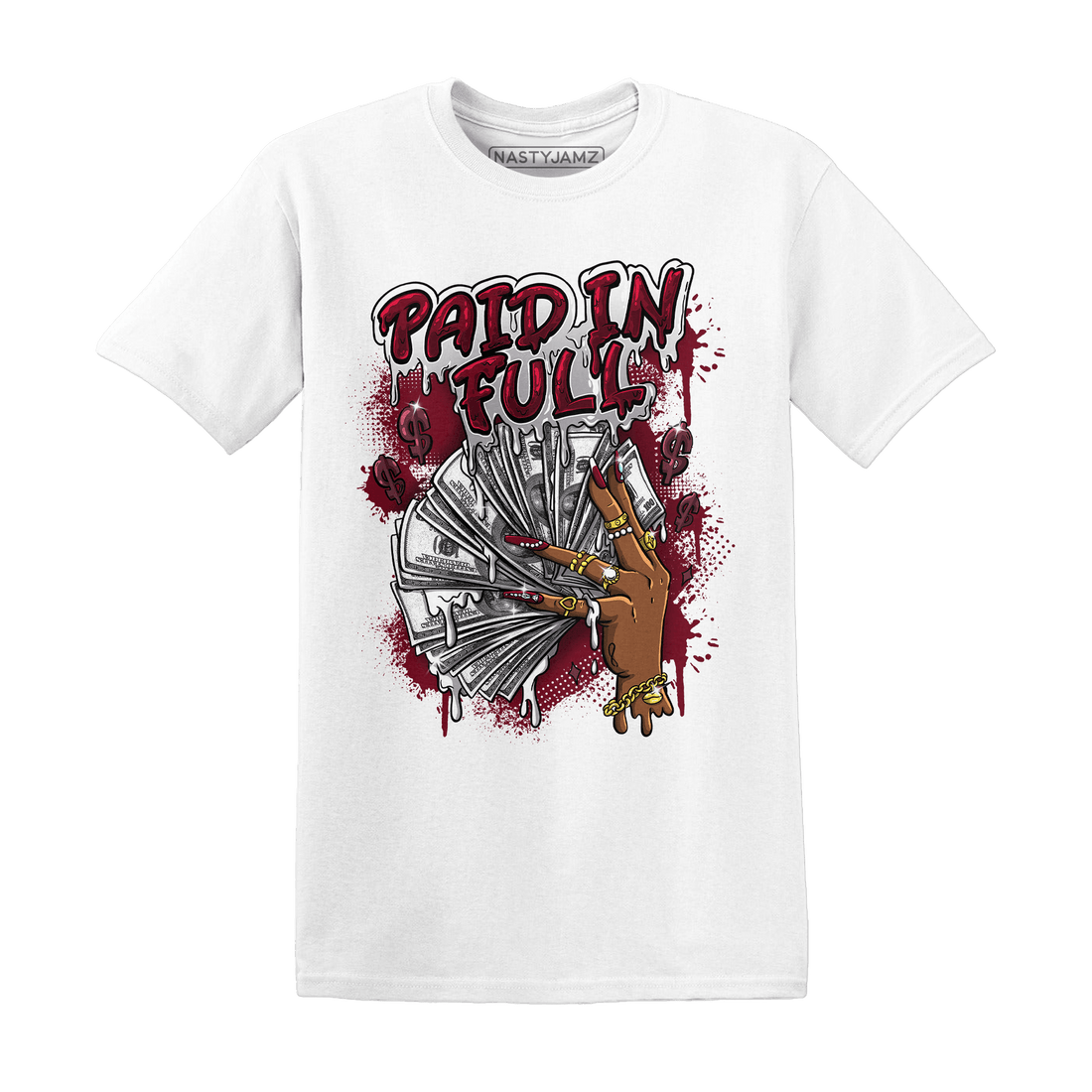 High White Team Red 1s T Shirt Match Paid In Full - NastyJamz