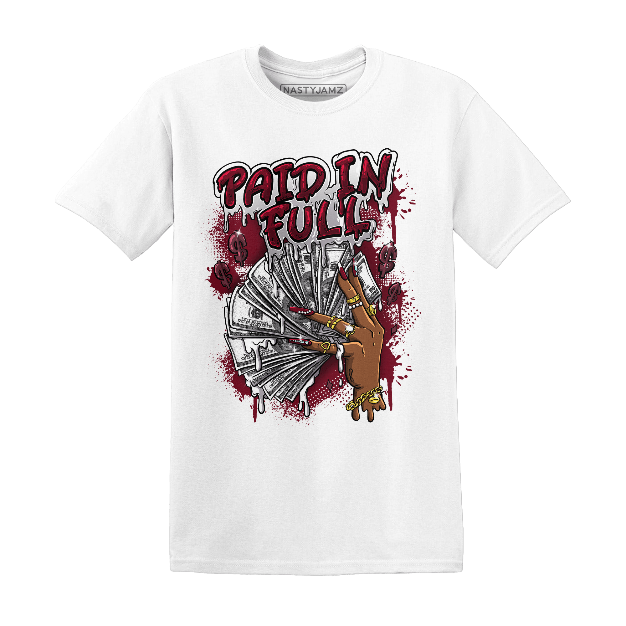High White Team Red 1s T Shirt Match Paid In Full - NastyJamz