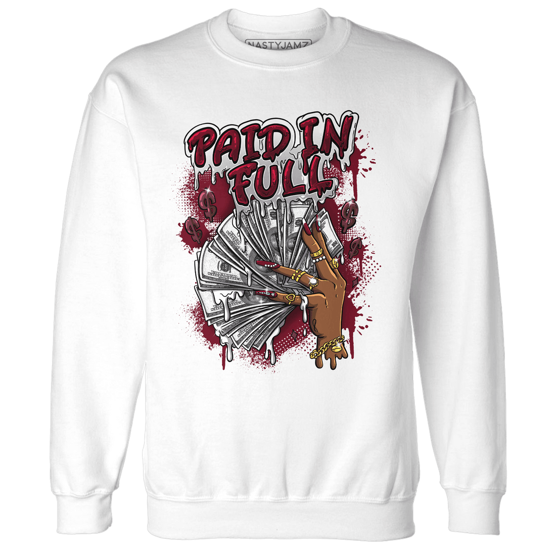 High White Team Red 1s Sweatshirt Match Paid In Full - NastyJamz