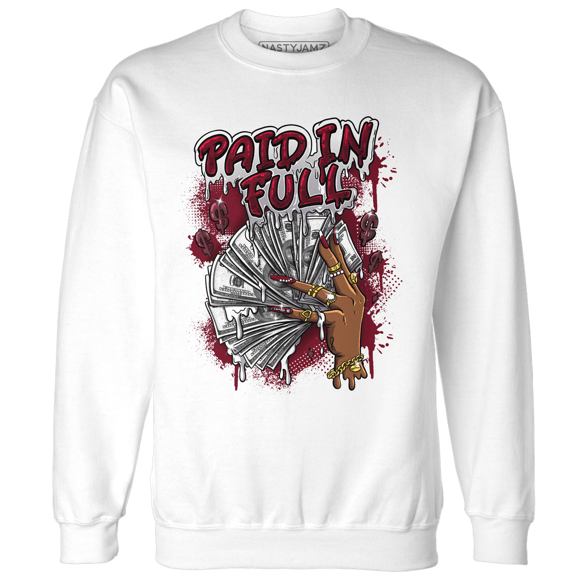 High White Team Red 1s Sweatshirt Match Paid In Full - NastyJamz