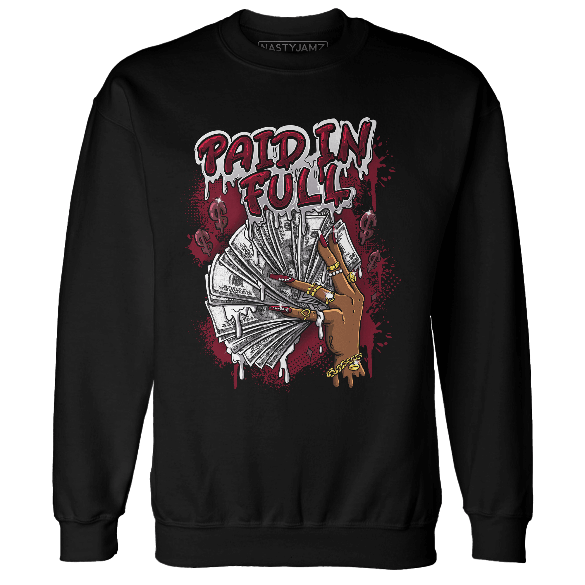 High White Team Red 1s Sweatshirt Match Paid In Full - NastyJamz