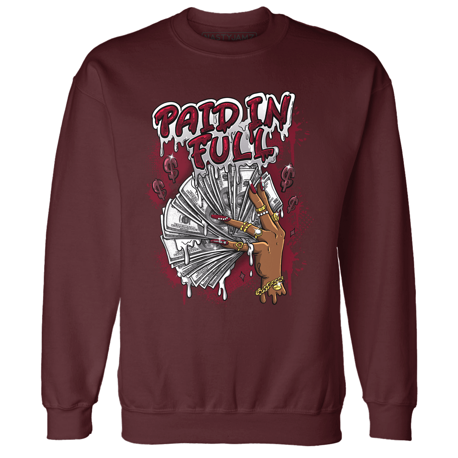 High White Team Red 1s Sweatshirt Match Paid In Full - NastyJamz