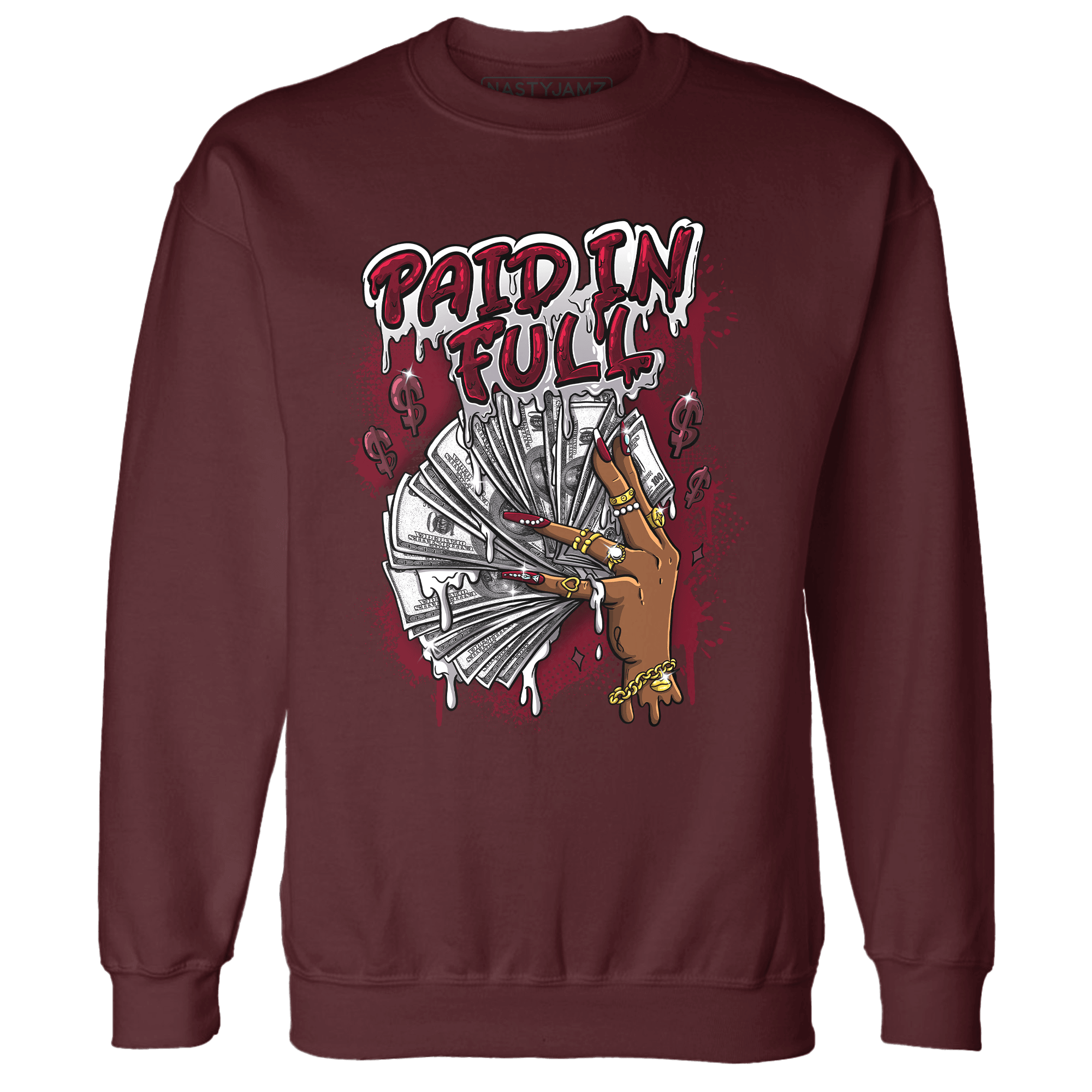 High White Team Red 1s Sweatshirt Match Paid In Full - NastyJamz