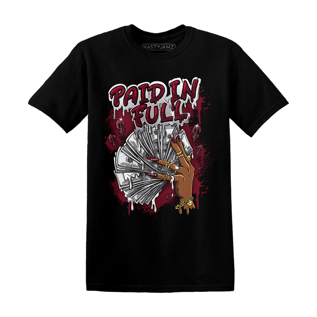 High White Team Red 1s T Shirt Match Paid In Full - NastyJamz
