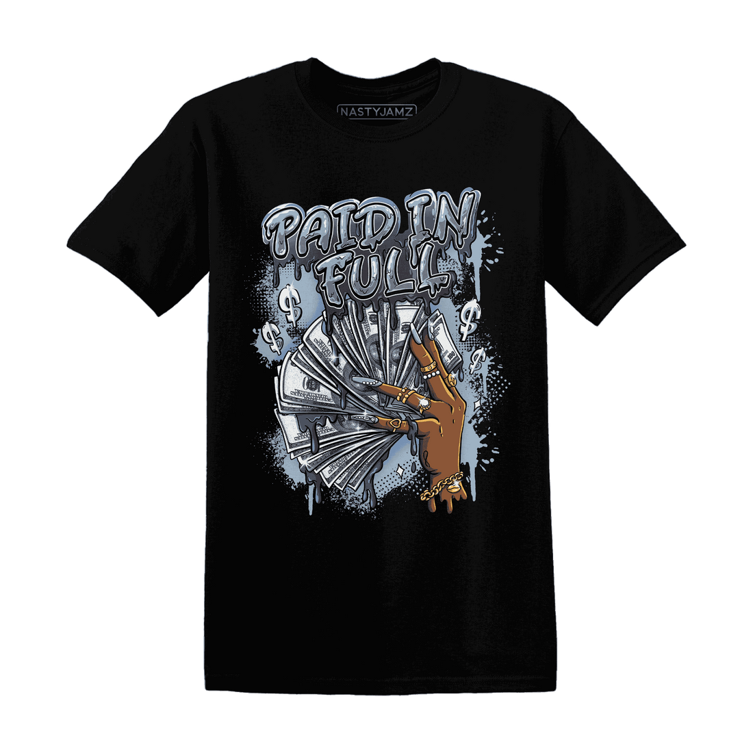 Mid Diffused Blue Grey 1s T Shirt Match Paid In Full - NastyJamz