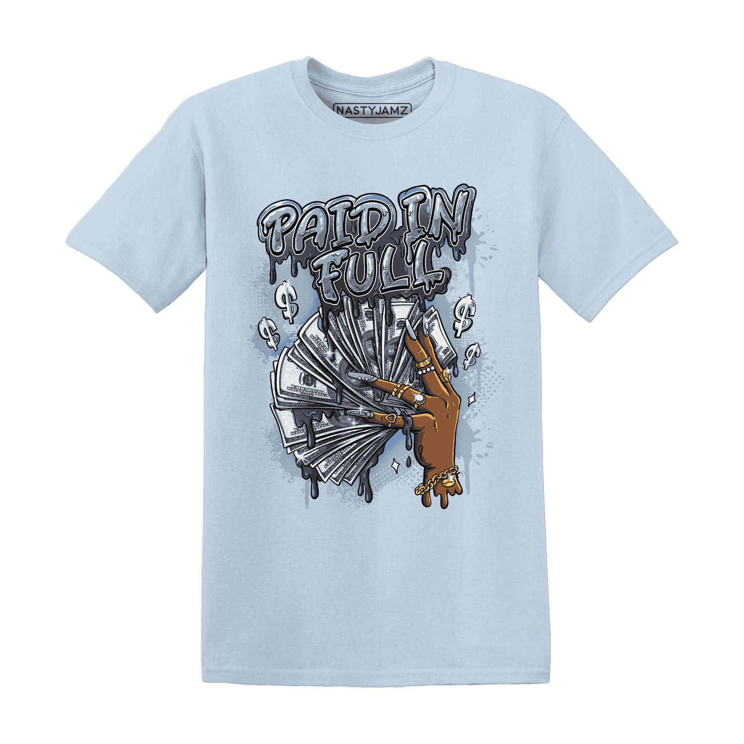 Mid Diffused Blue Grey 1s T Shirt Match Paid In Full - NastyJamz