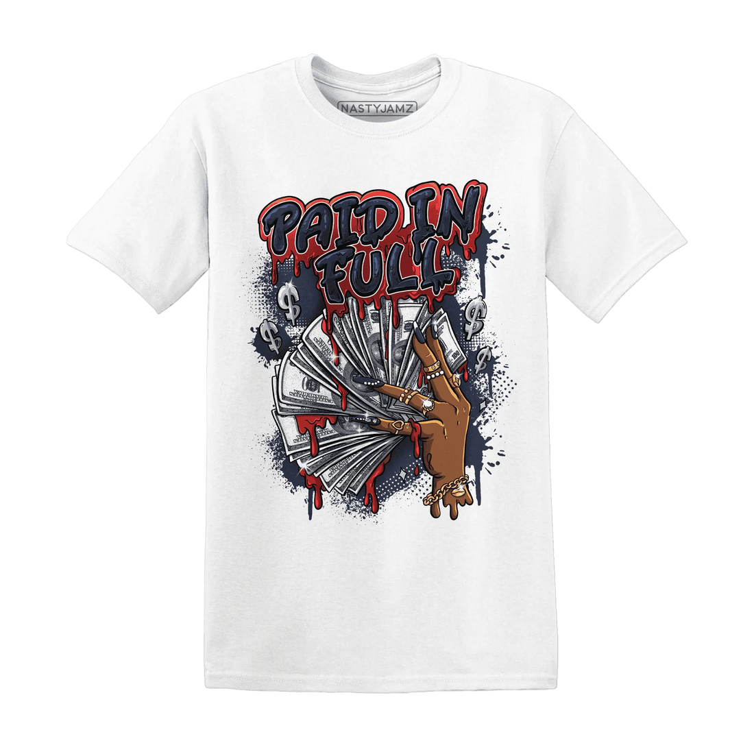White-Navy-6s-T-Shirt-Match-Paid-In-Full