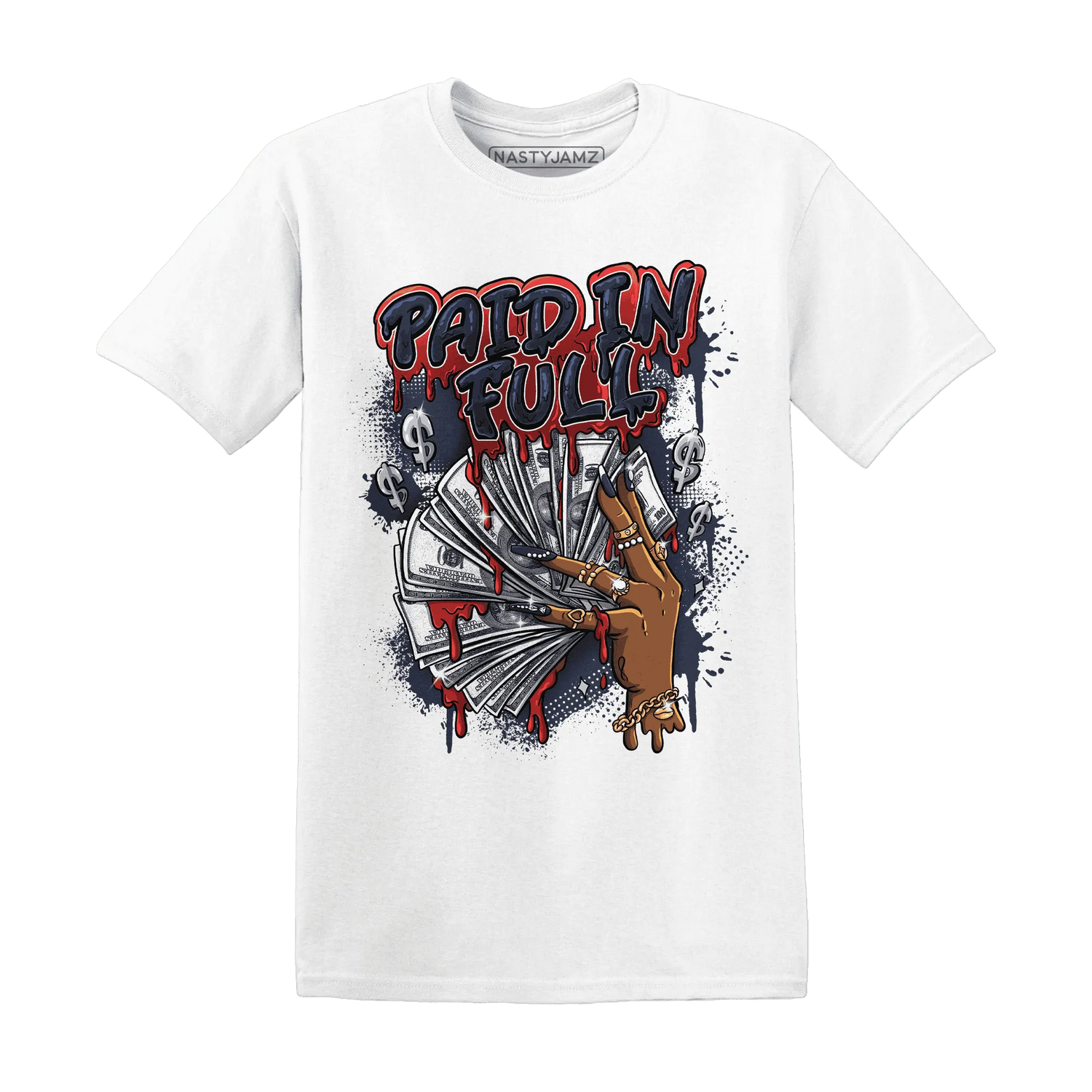 White-Navy-6s-T-Shirt-Match-Paid-In-Full