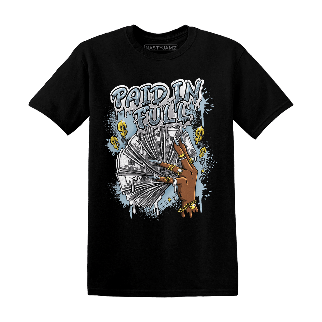 Blue Grey 13s T Shirt Match Paid In Full - NastyJamz