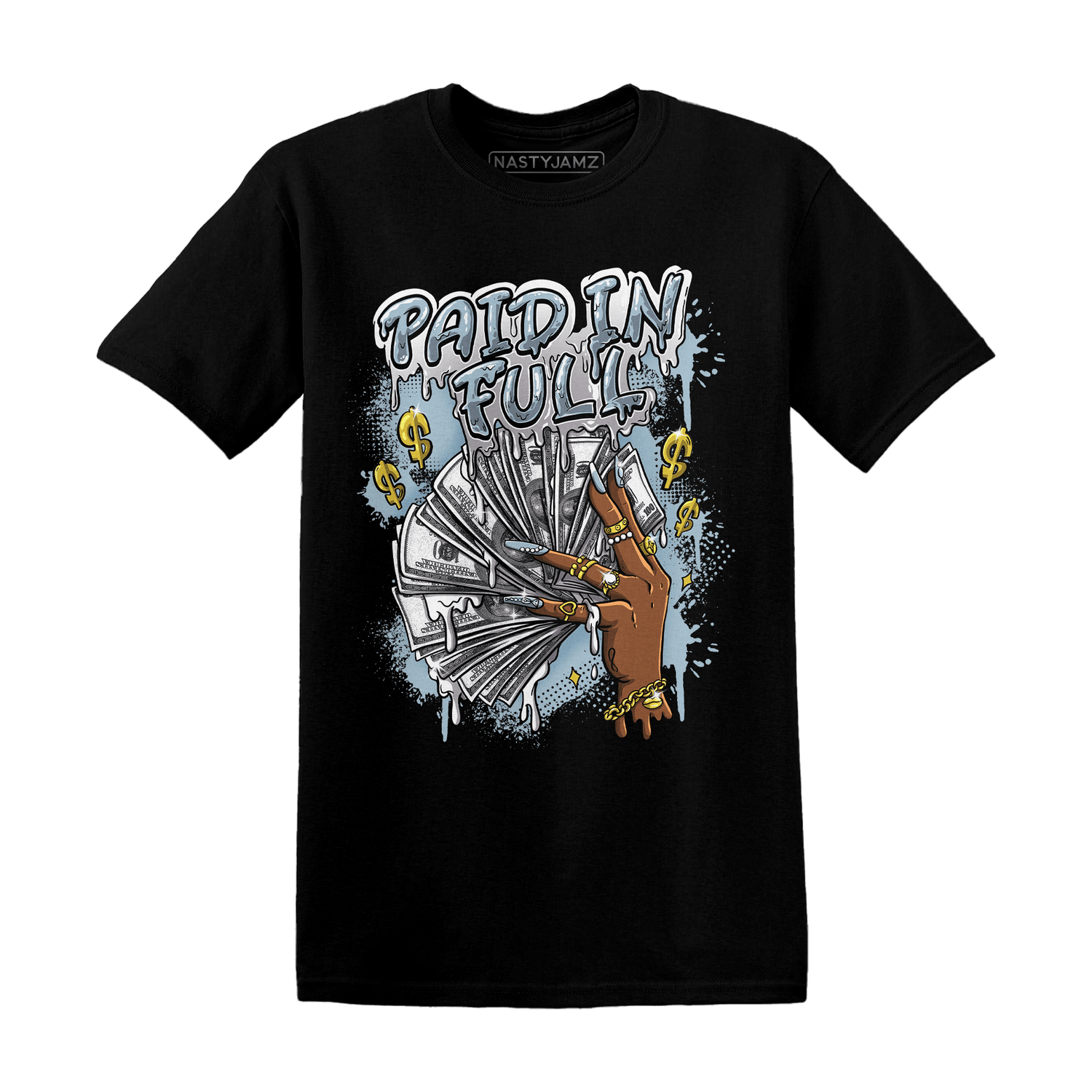 Blue Grey 13s T Shirt Match Paid In Full - NastyJamz