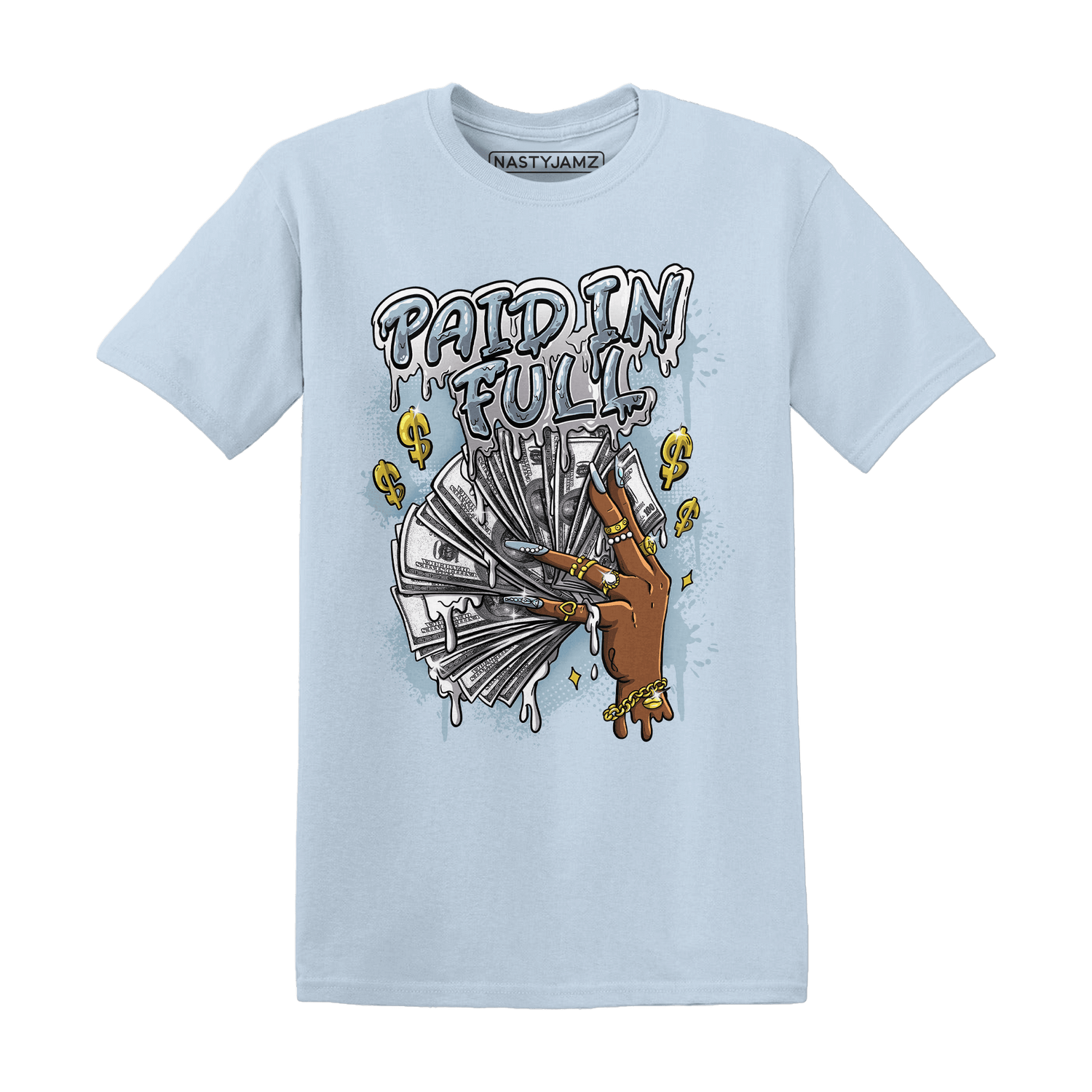 Blue Grey 13s T Shirt Match Paid In Full - NastyJamz