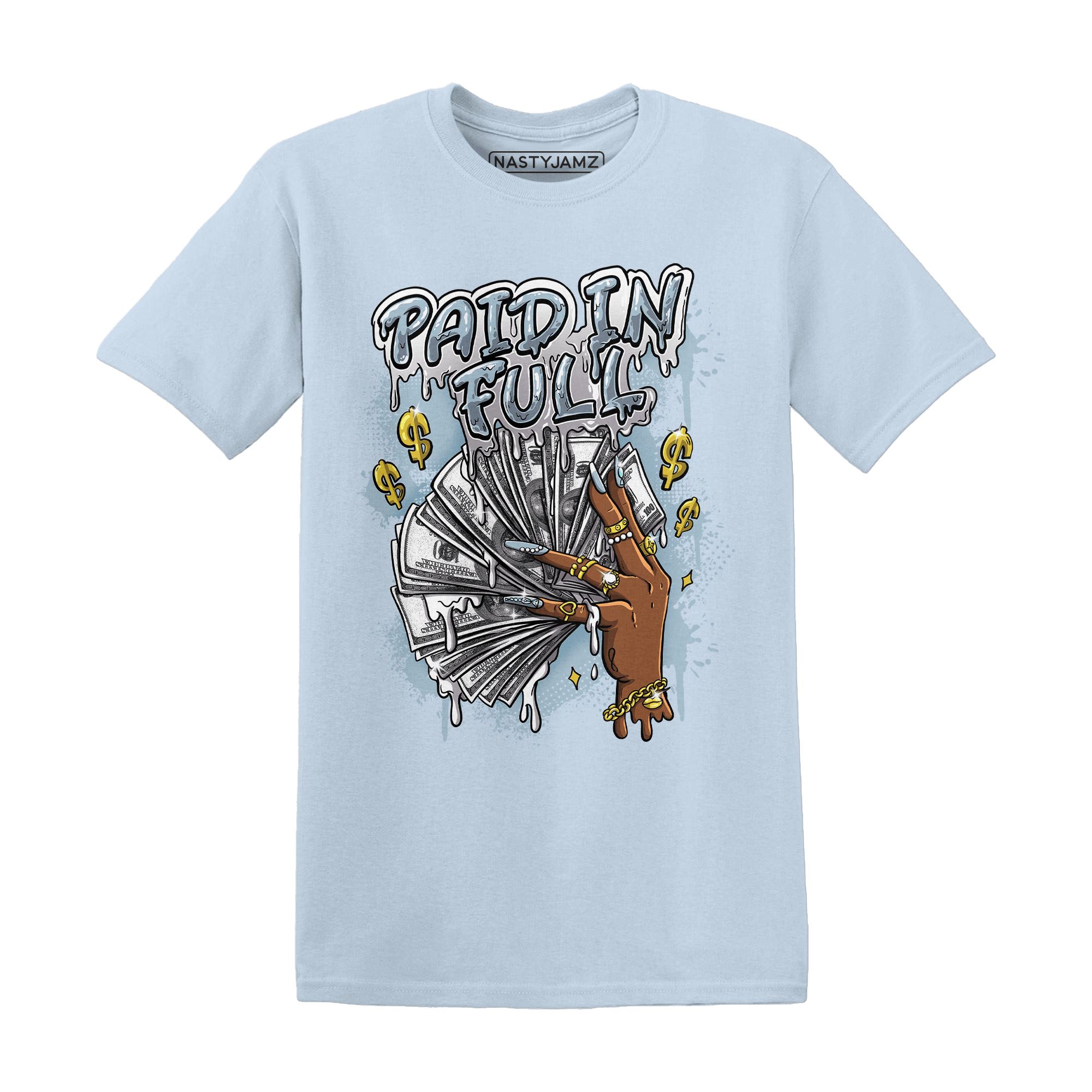 Blue Grey 13s T Shirt Match Paid In Full - NastyJamz