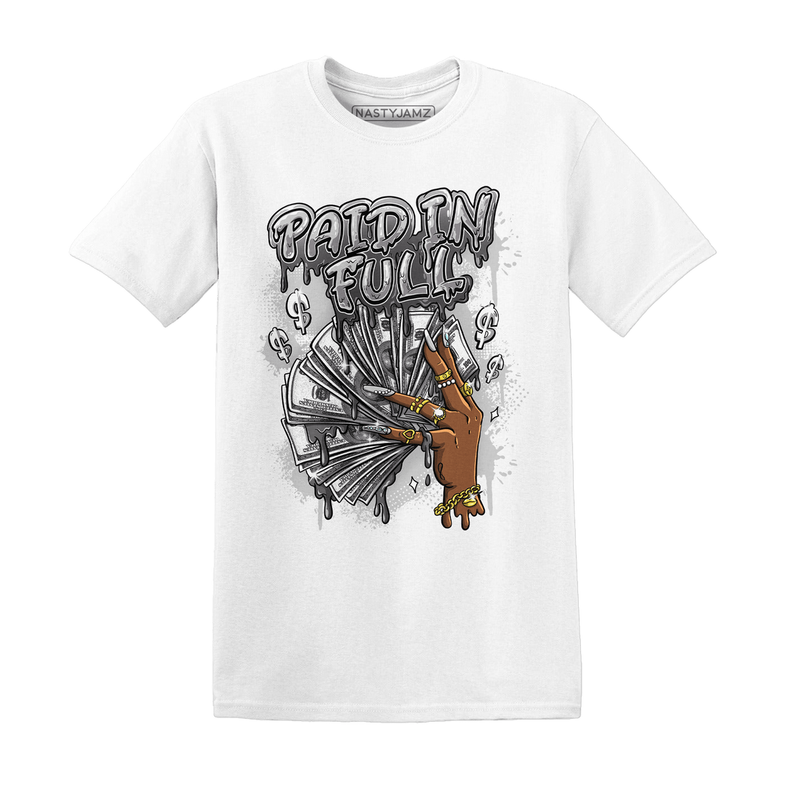 Retro High OG Black White 1s T Shirt Match Paid In Full - NastyJamz