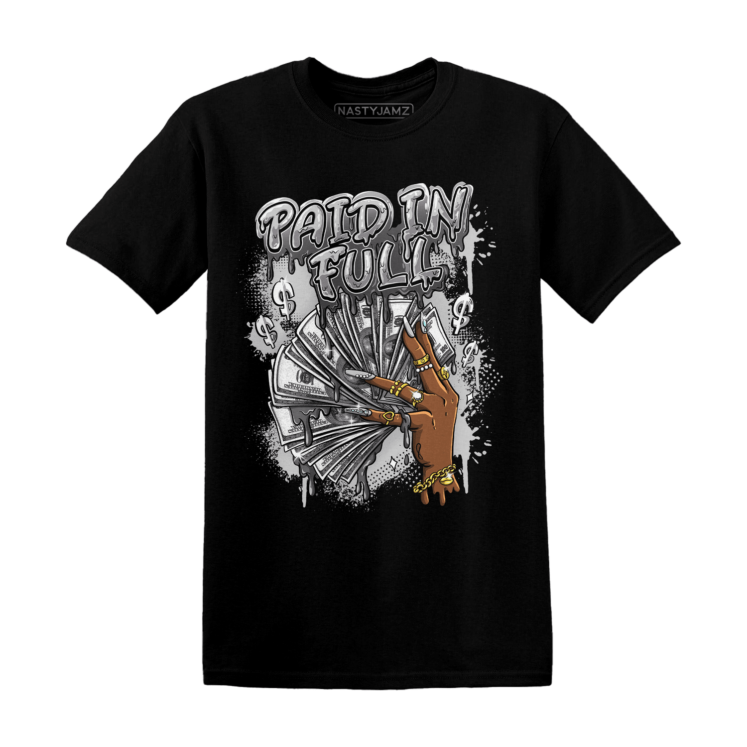 Retro High OG Black White 1s T Shirt Match Paid In Full - NastyJamz