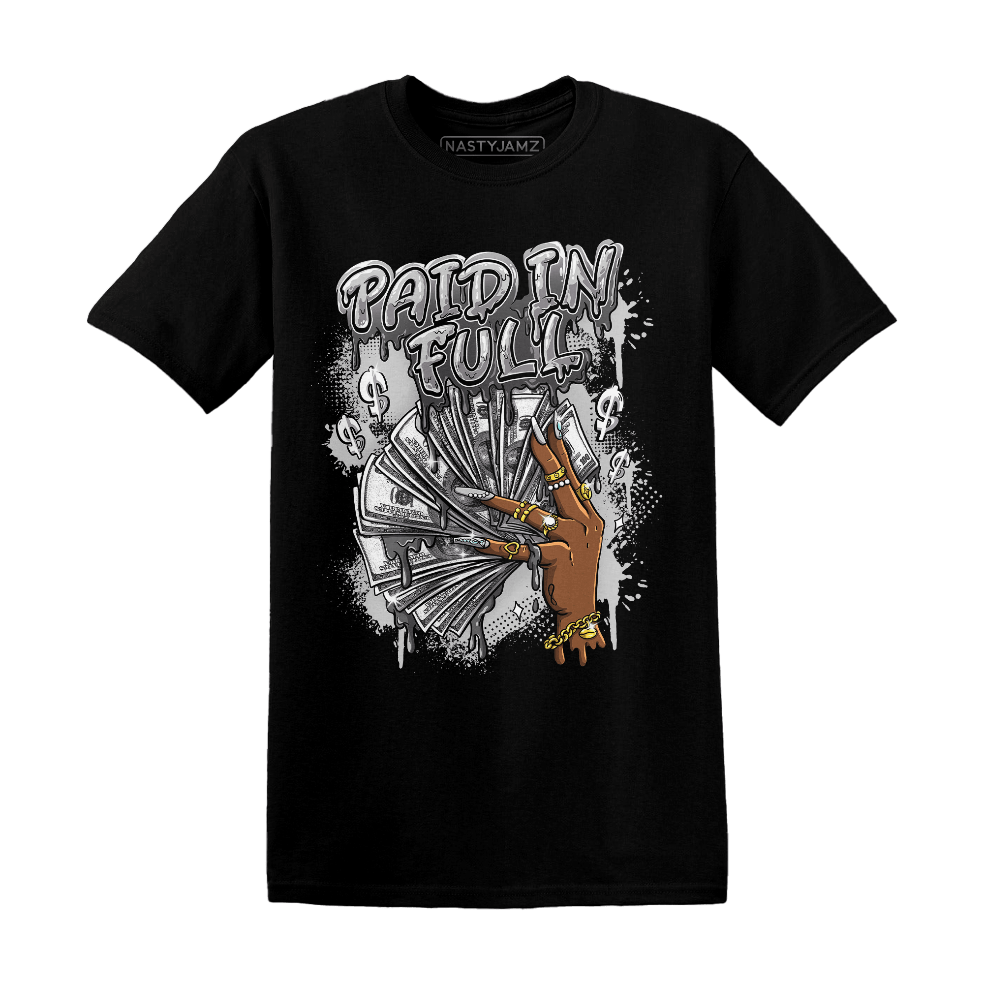 Retro High OG Black White 1s T Shirt Match Paid In Full - NastyJamz
