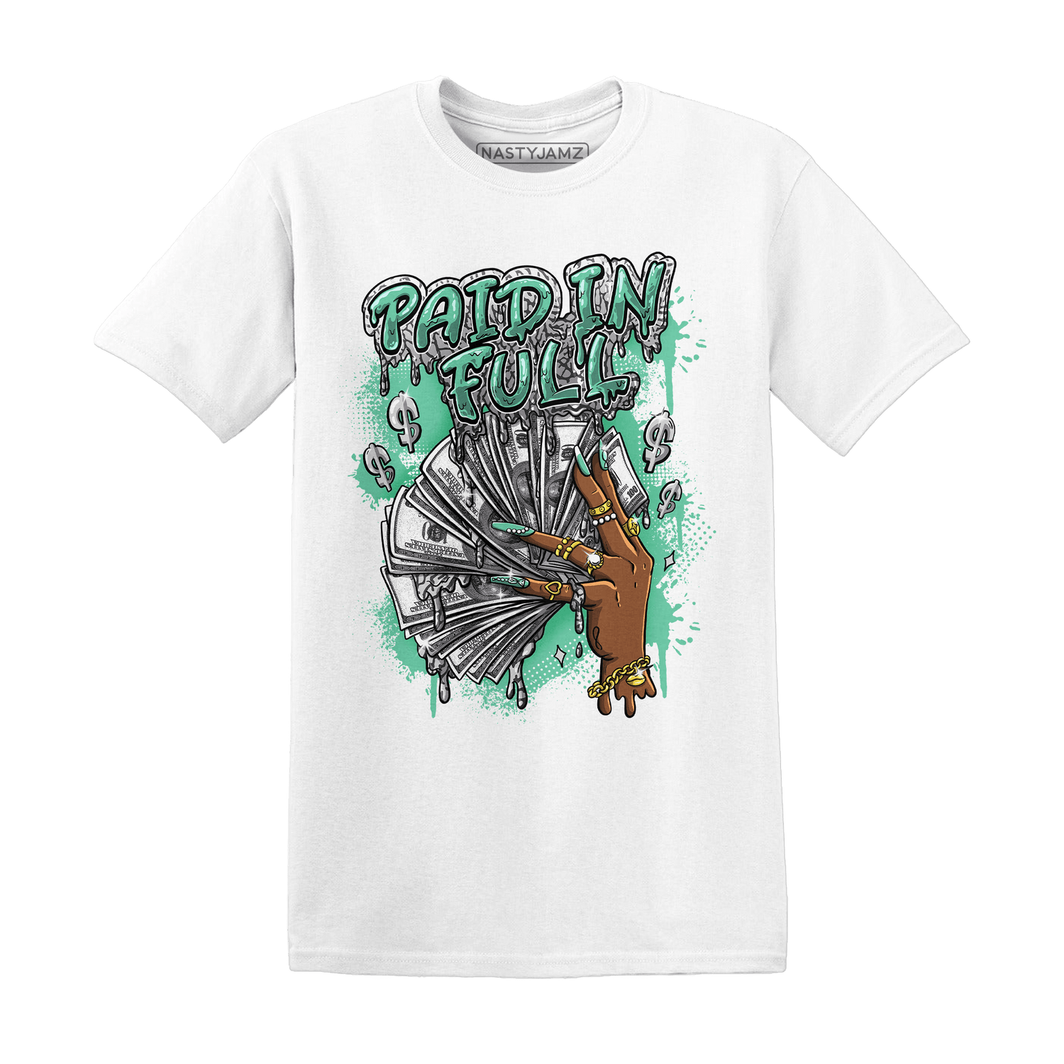 Green Glow 3s T Shirt Match Paid In Full - NastyJamz