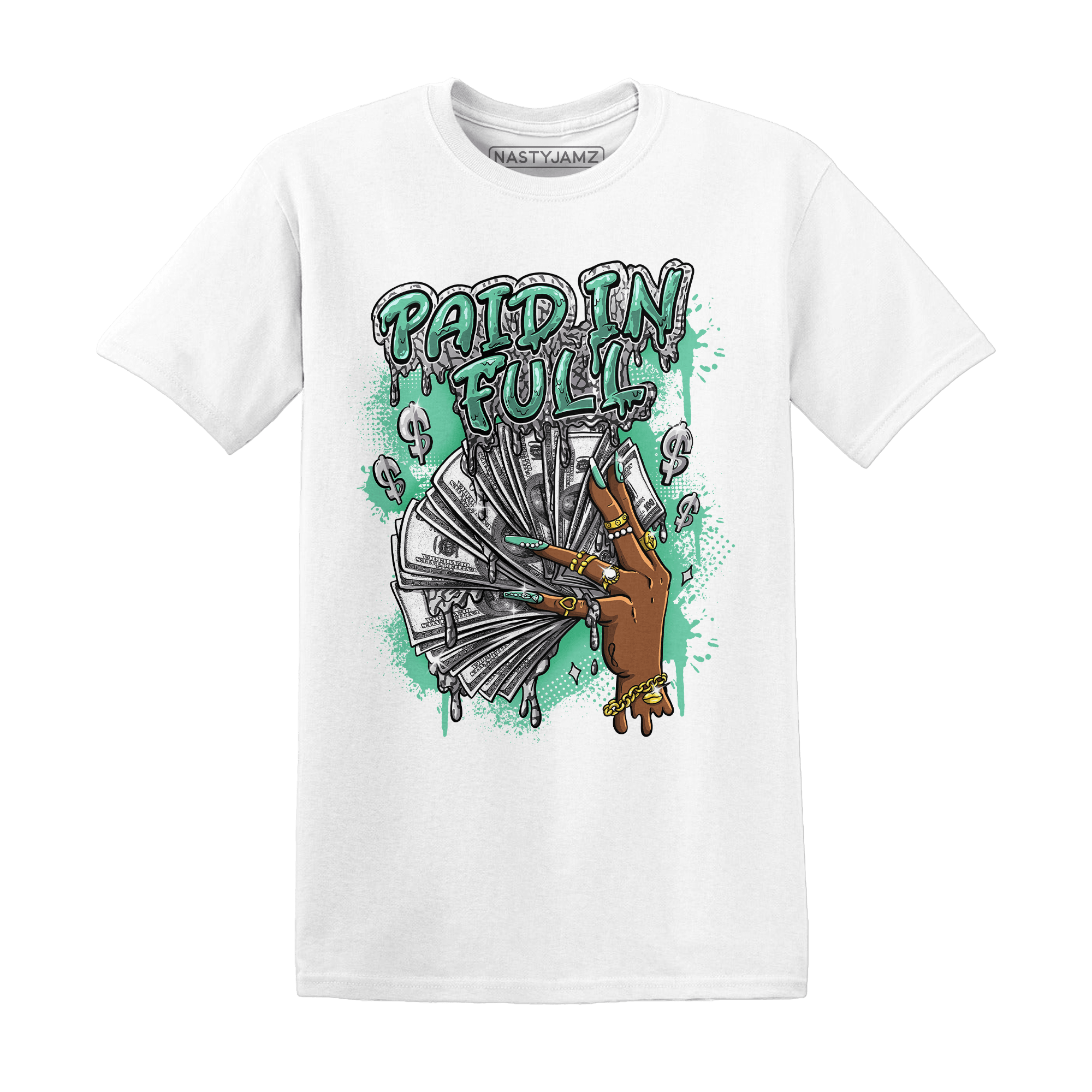 Green Glow 3s T Shirt Match Paid In Full - NastyJamz