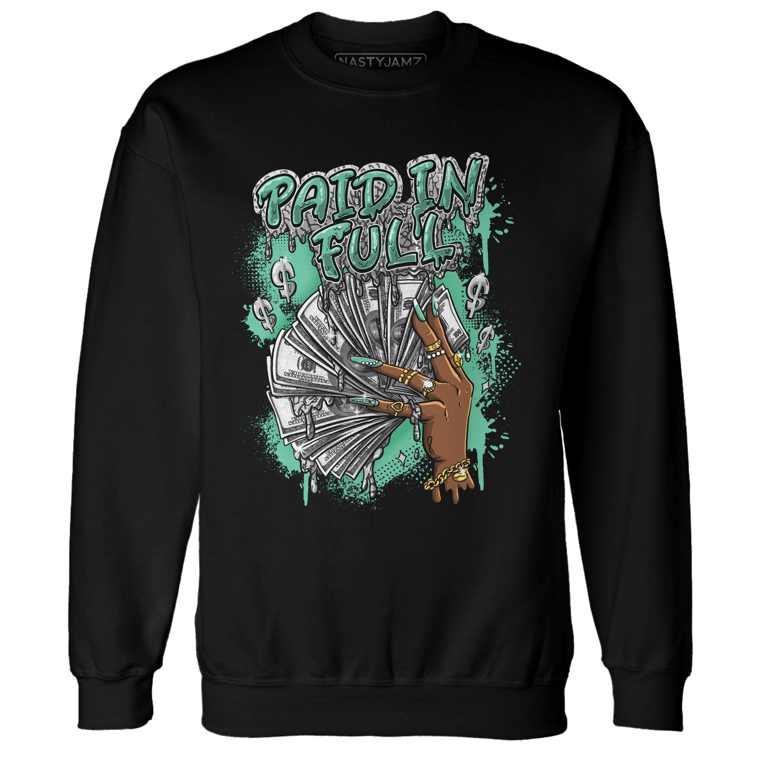 Green Glow 3s Sweatshirt Match Paid In Full - NastyJamz