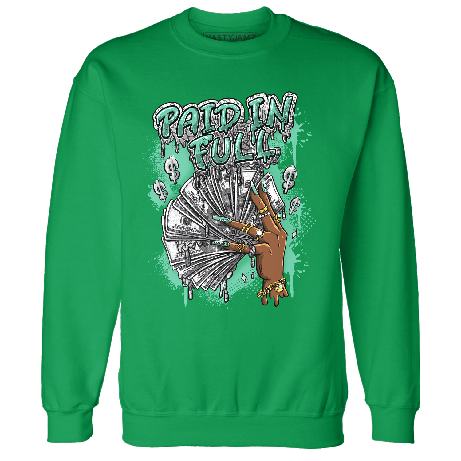Green Glow 3s Sweatshirt Match Paid In Full - NastyJamz