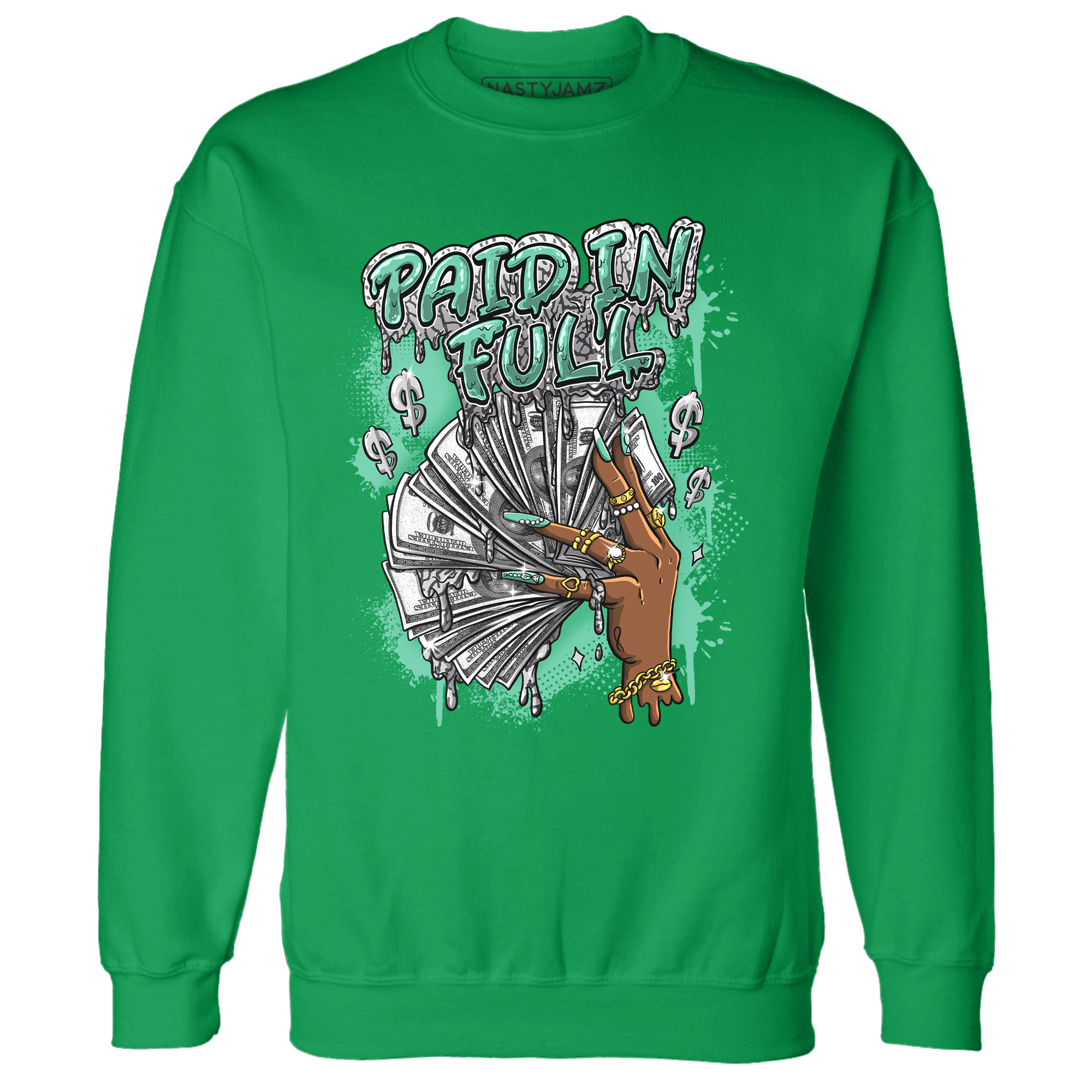 Green Glow 3s Sweatshirt Match Paid In Full - NastyJamz