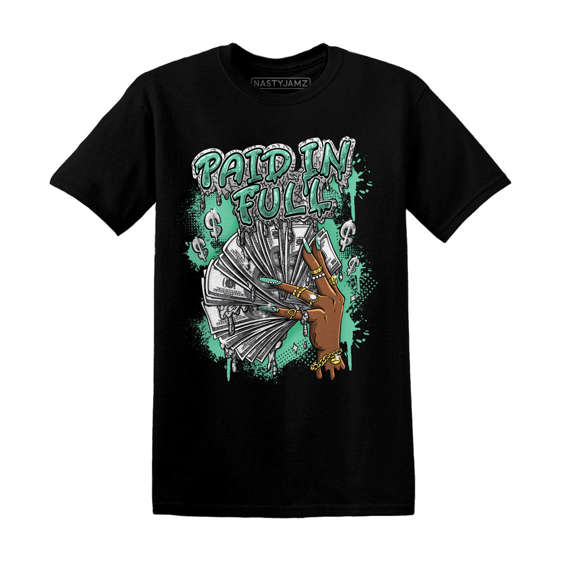 Green Glow 3s T Shirt Match Paid In Full - NastyJamz
