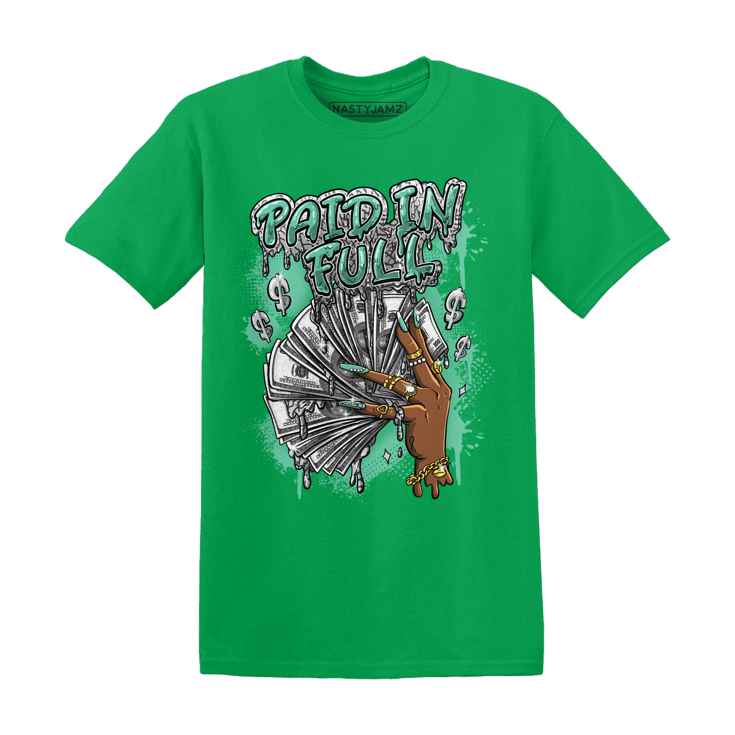 Green Glow 3s T Shirt Match Paid In Full - NastyJamz
