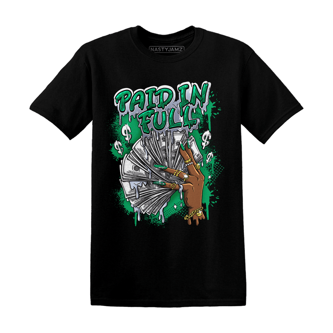 Lucky Green 5s T Shirt Match Paid In Full - NastyJamz