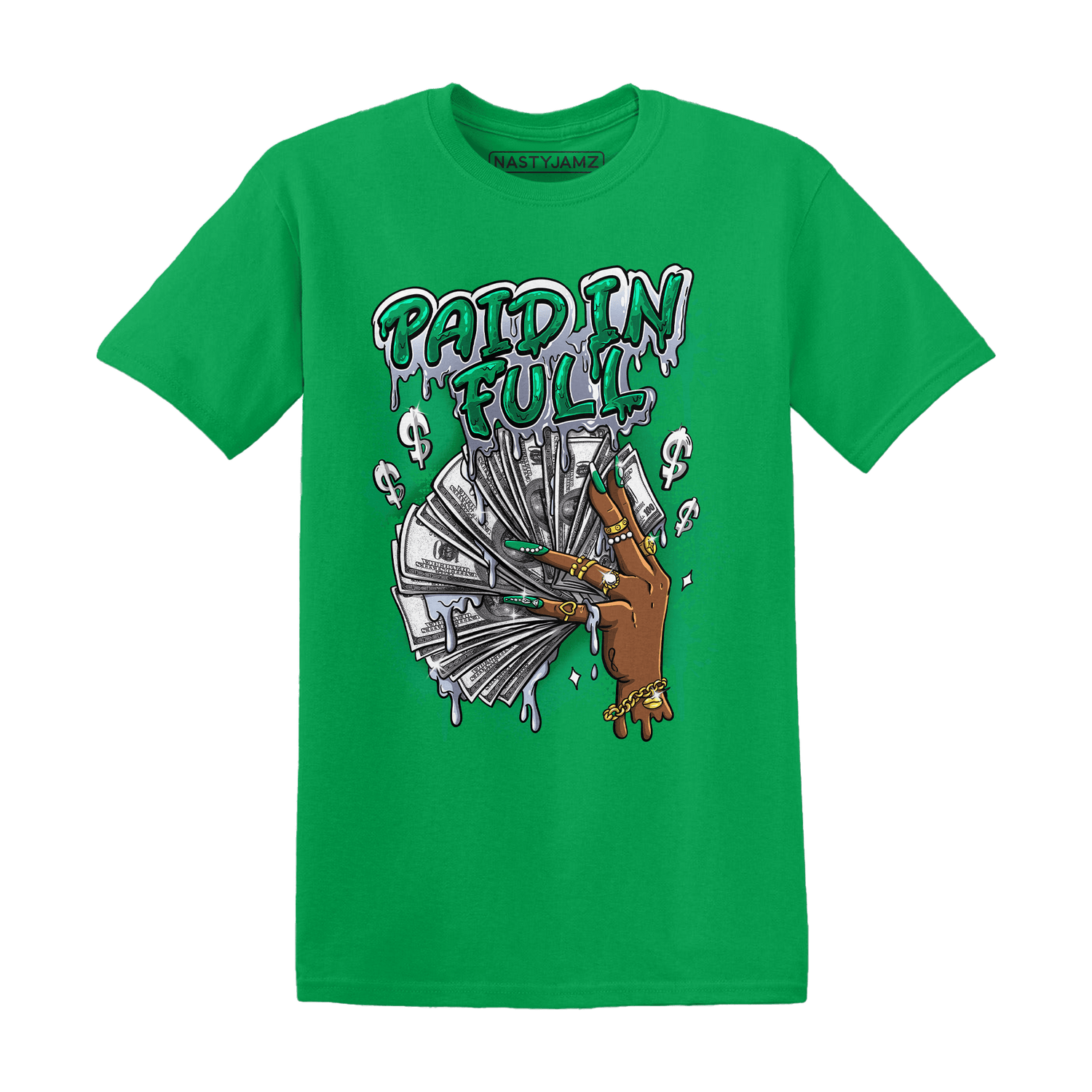 Lucky Green 5s T Shirt Match Paid In Full - NastyJamz