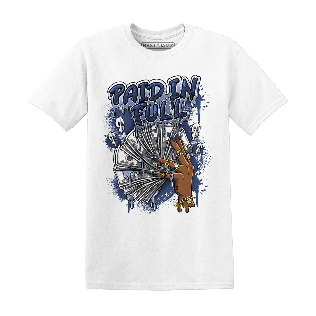Midnight Navy 5s T Shirt Match Paid In Full - NastyJamz