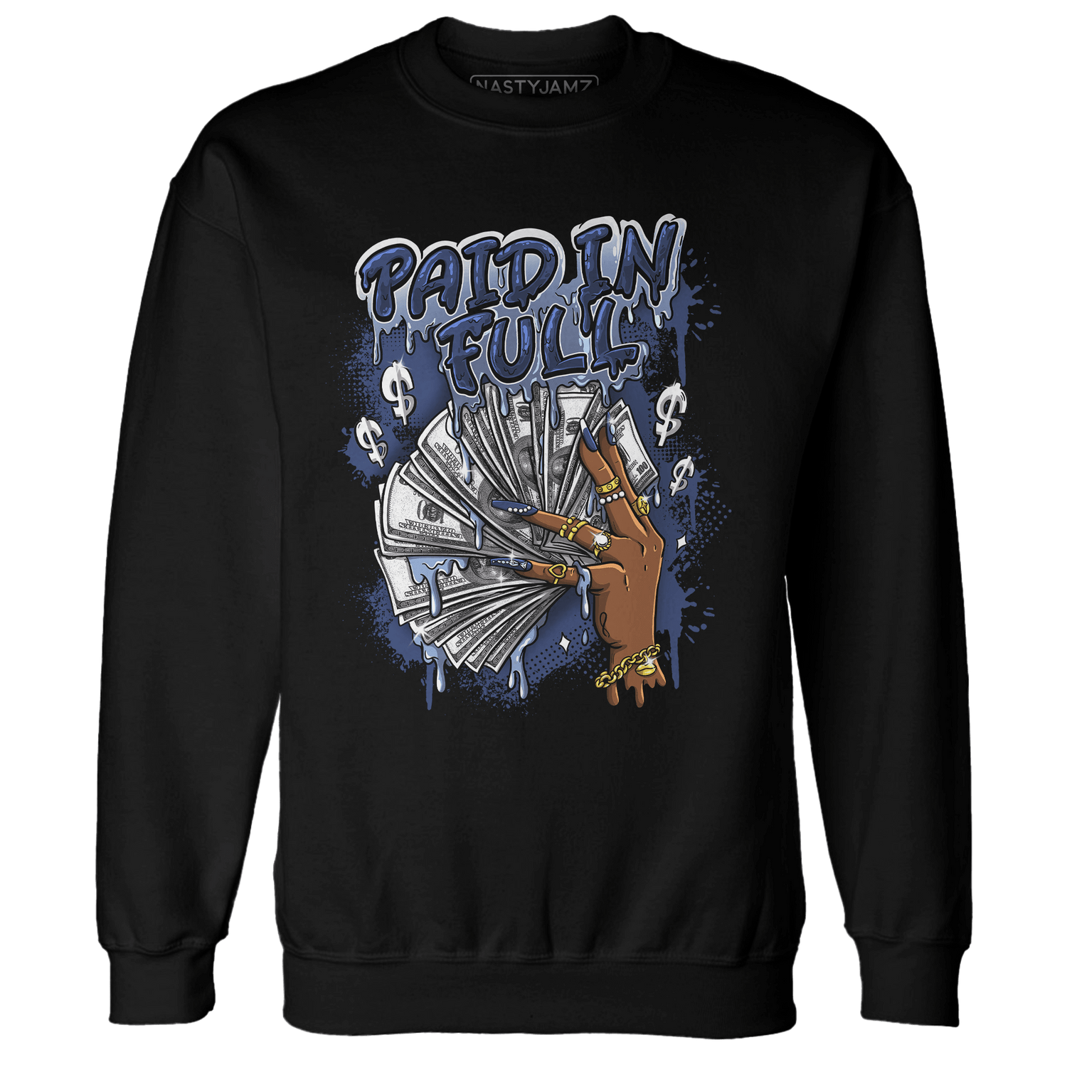 Midnight Navy 5s Sweatshirt Match Paid In Full - NastyJamz