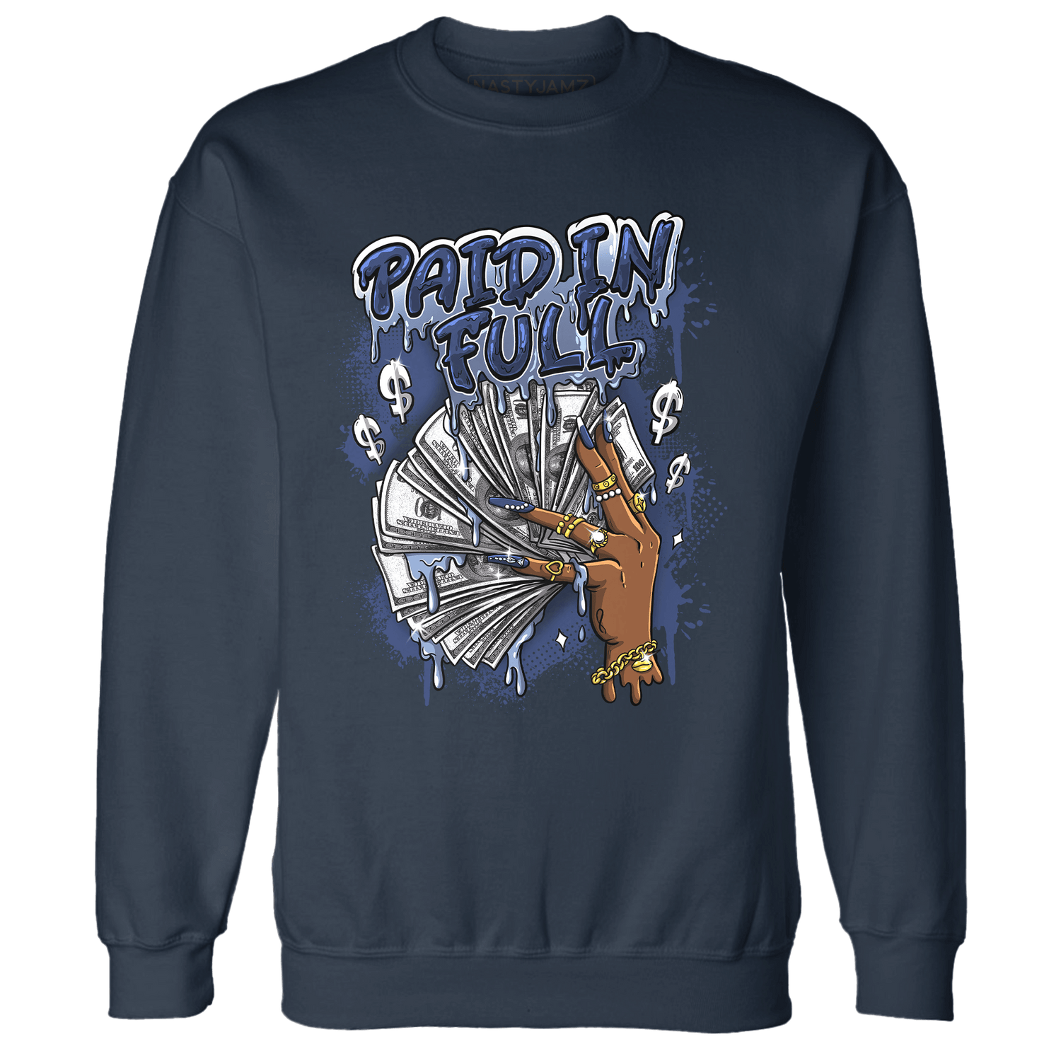 Midnight Navy 5s Sweatshirt Match Paid In Full - NastyJamz