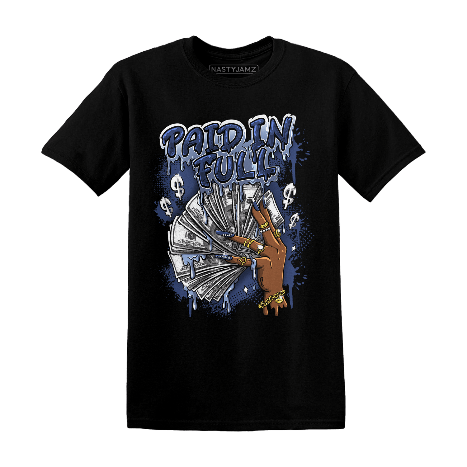 Midnight Navy 5s T Shirt Match Paid In Full - NastyJamz