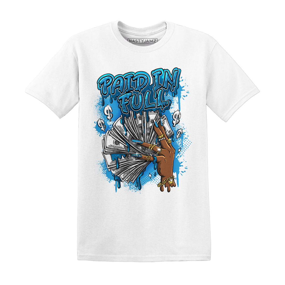Powder Blue 9s T Shirt Match Paid In Full - NastyJamz