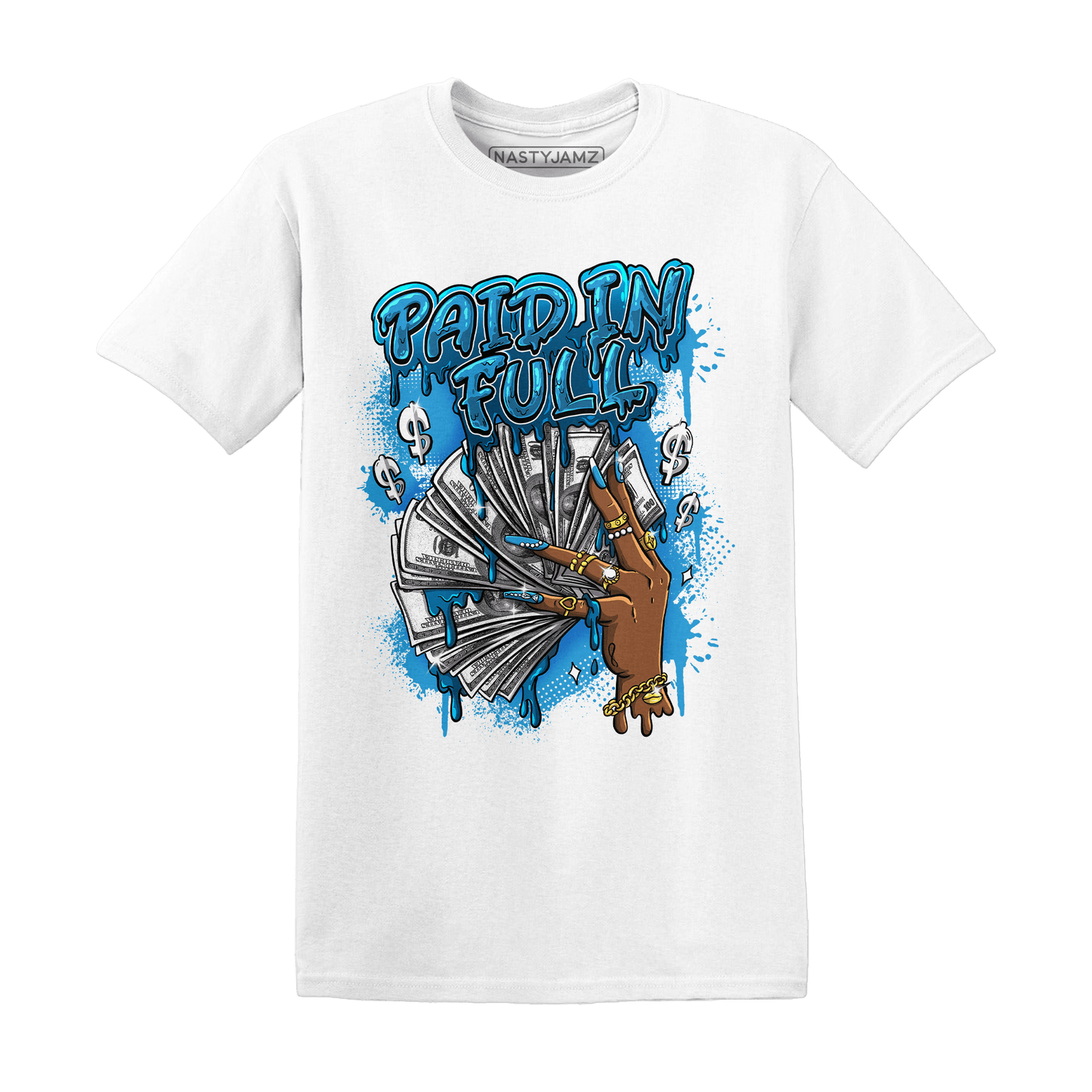Powder Blue 9s T Shirt Match Paid In Full - NastyJamz