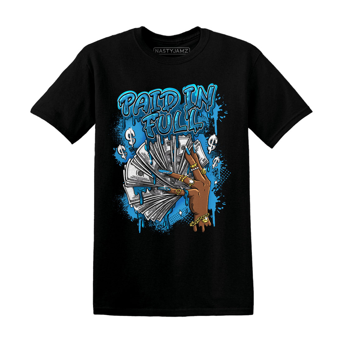 Powder Blue 9s T Shirt Match Paid In Full - NastyJamz