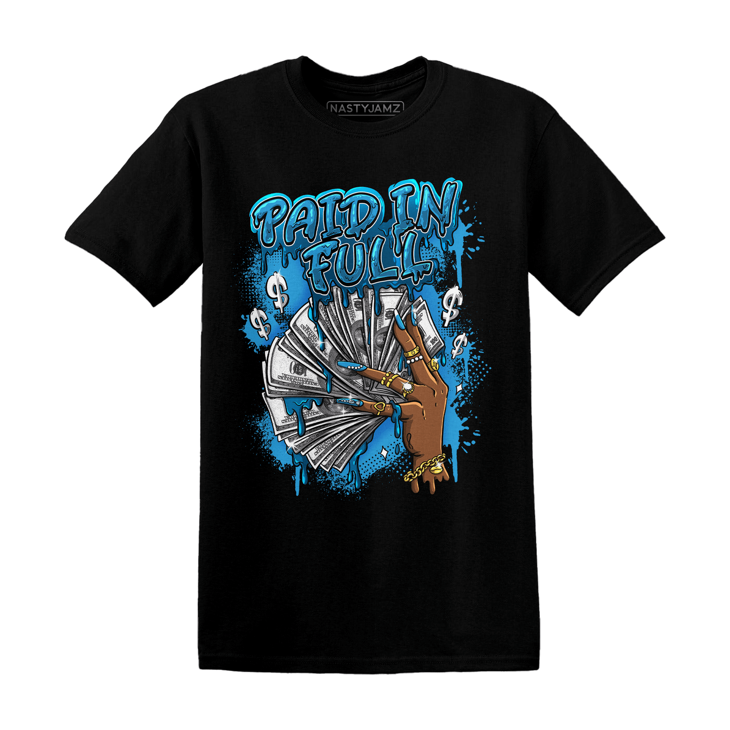 Powder Blue 9s T Shirt Match Paid In Full - NastyJamz