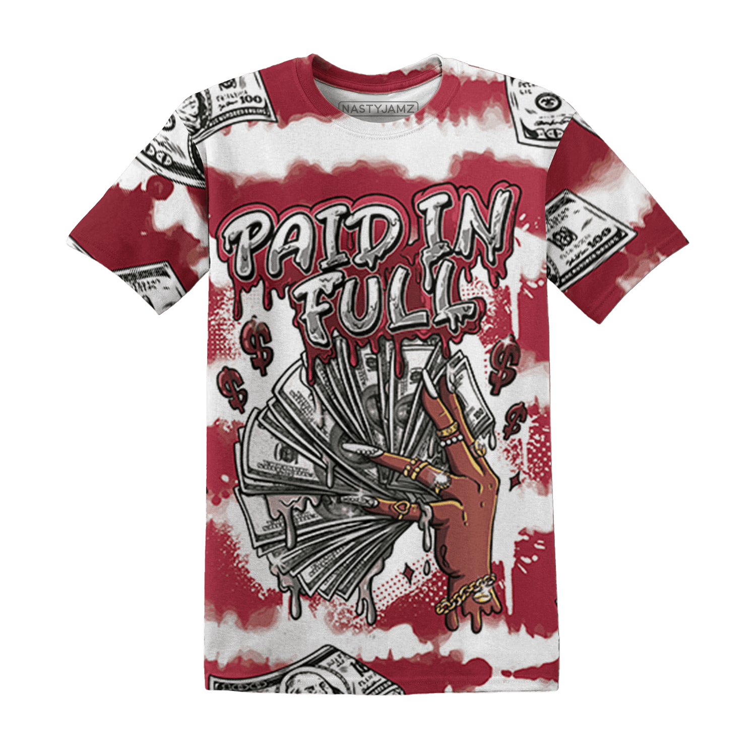 High 85 Metallic Burgundy 1s T Shirt Match Paid In Full 3D All-Over Print - NastyJamz