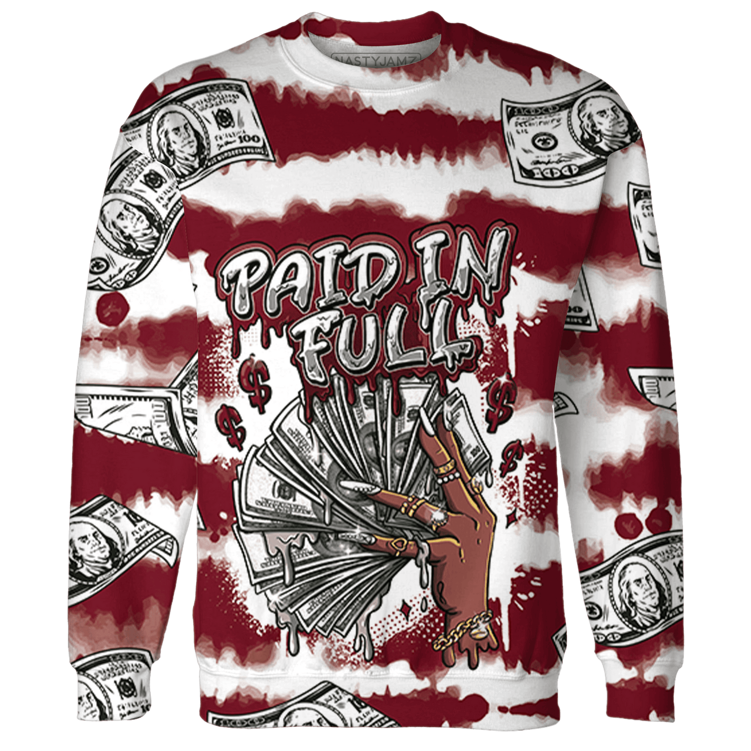 High White Team Red 1s Sweatshirt Match Paid In Full 3D All-Over Print - NastyJamz