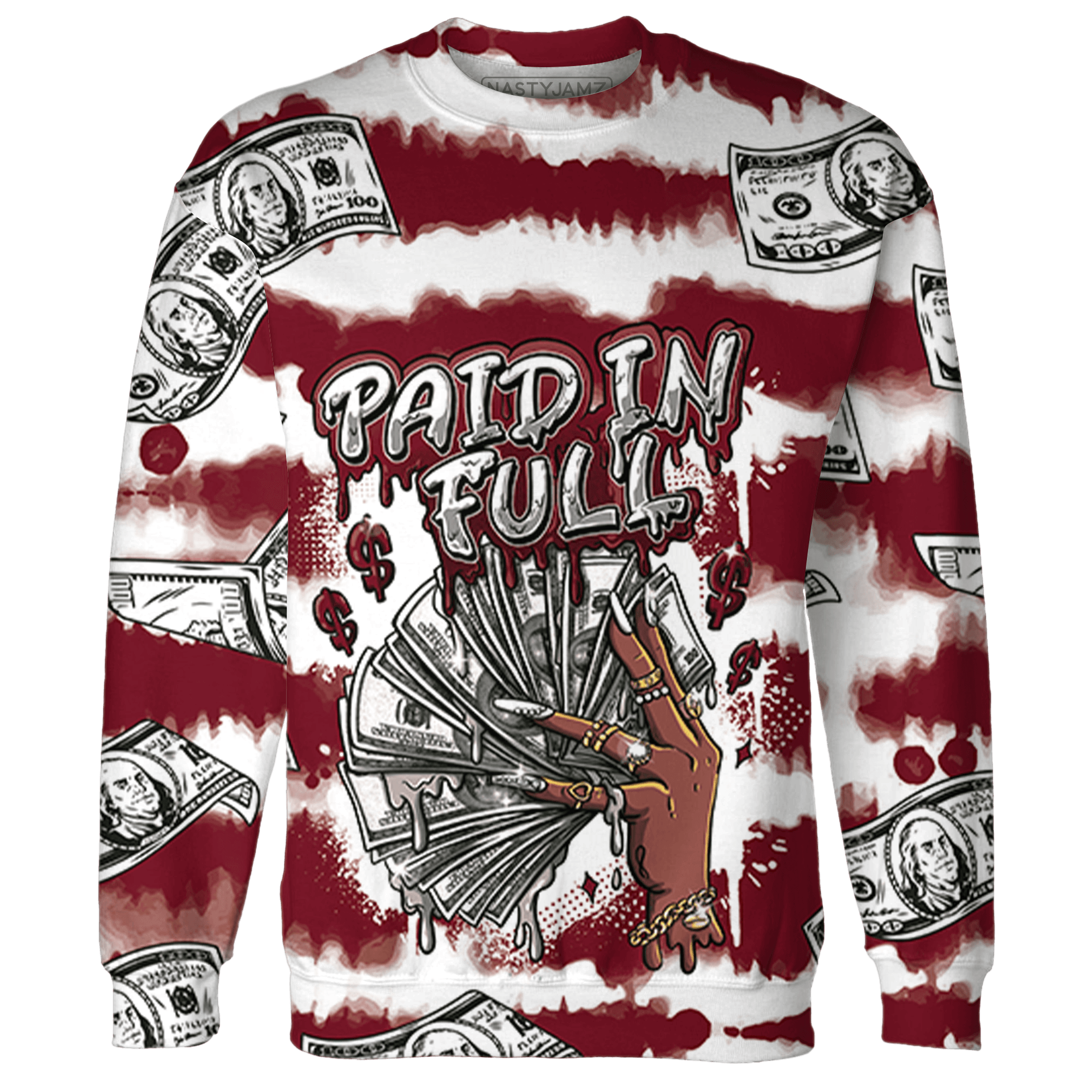 High White Team Red 1s Sweatshirt Match Paid In Full 3D All-Over Print - NastyJamz