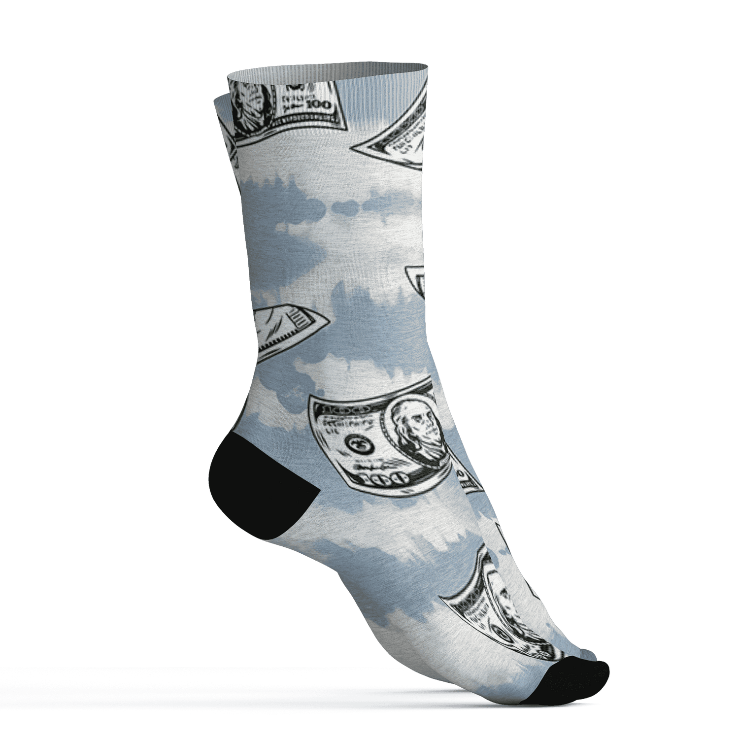Mid Diffused Blue Grey 1s Socks Match Paid In Full 3D All-Over Print - NastyJamz