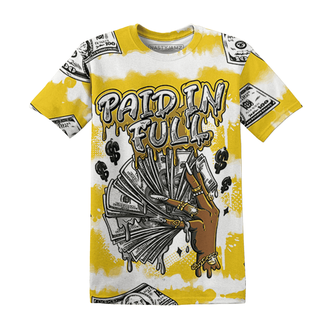 Vivid Sulfur 4s T Shirt Match Paid In Full 3D All-Over Print - NastyJamz